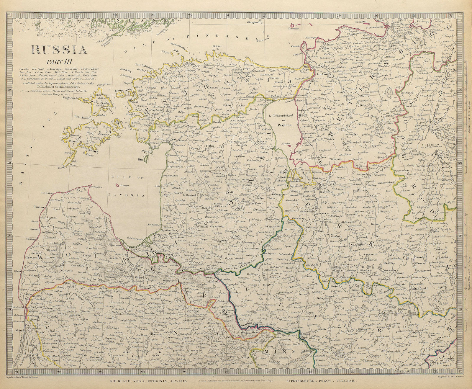 BALTICS. Courland Vilna Estonia Livonia St Petersburg Vitebsk. SDUK 1844 map