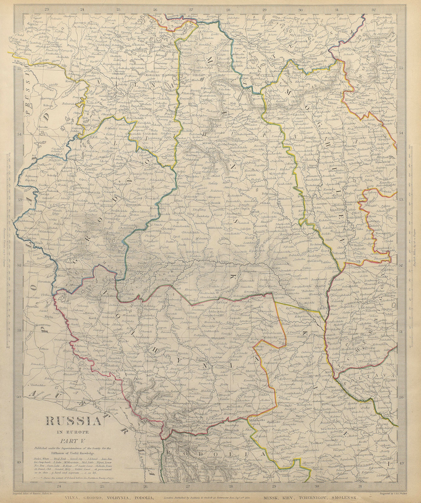 Associate Product EASTERN EUROPE.Vilna Grodno Volhynia Podoiva Minsk Kiev Smolensk.SDUK 1844 map
