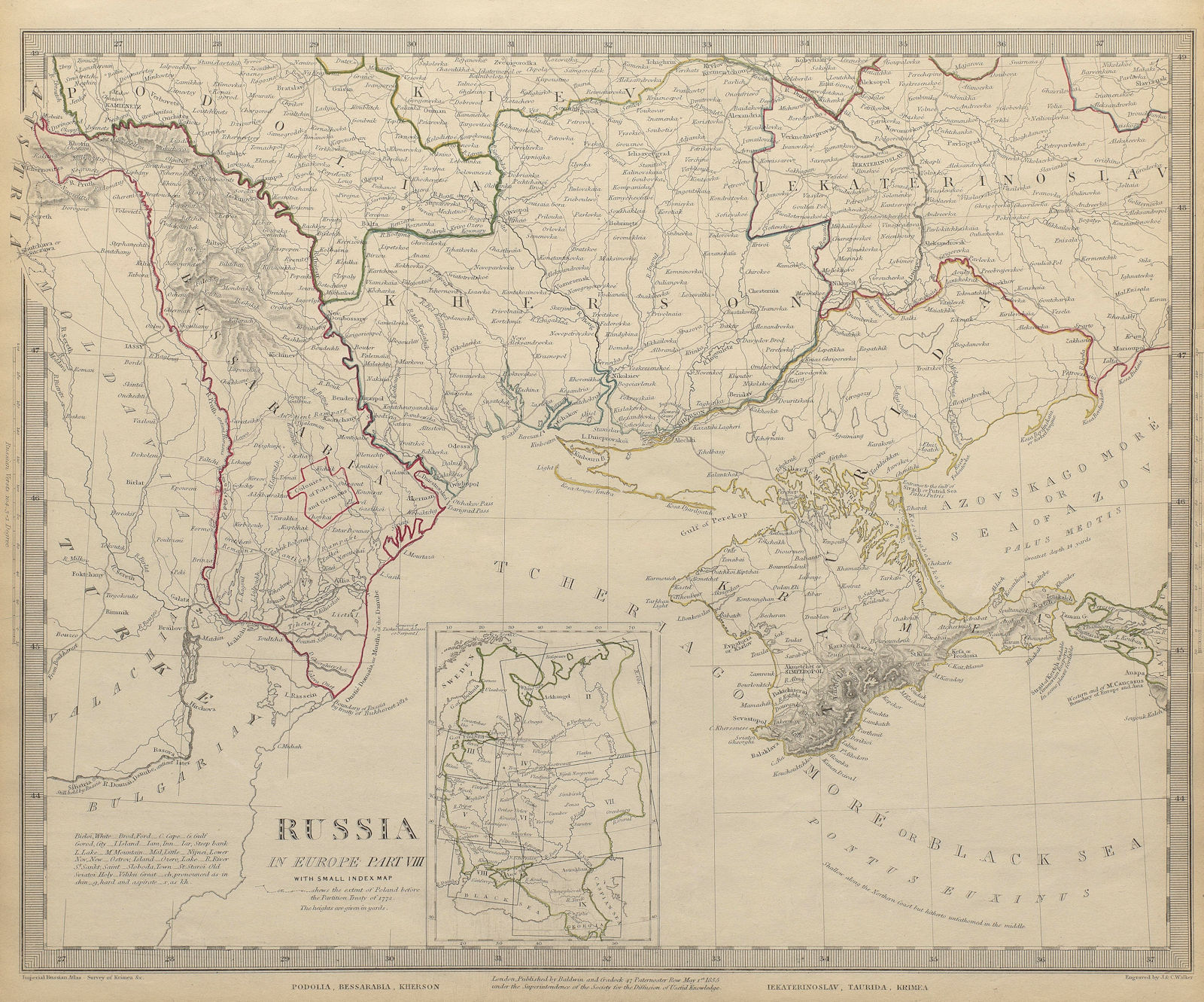 UKRAINE MOLDOVA. Podolia Bessarabia Kherson Taurida Crimea Kiev. SDUK 1844 map