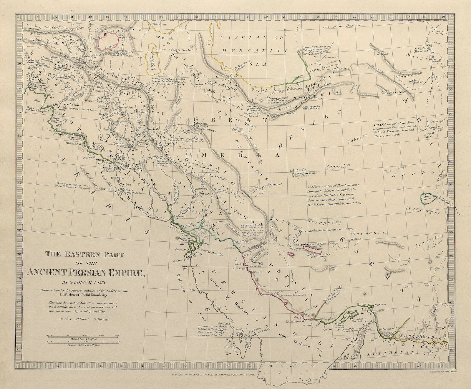 PERSIA (IRAN) . Eastern part of the Ancient Persian Empire. Iraq.SDUK 1844 map