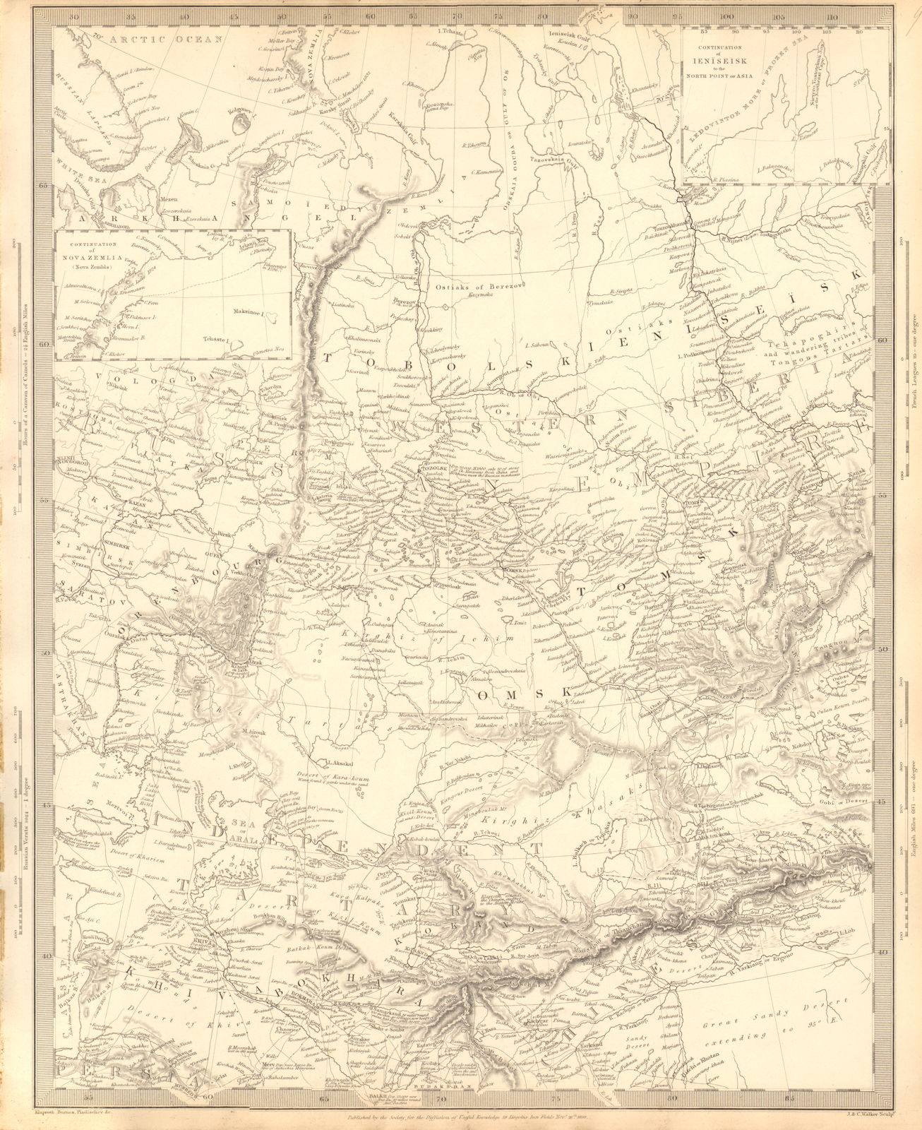 Associate Product CENTRAL ASIA.Western Siberia, Khiva Bukhara. Independent Tartary.SDUK 1844 map