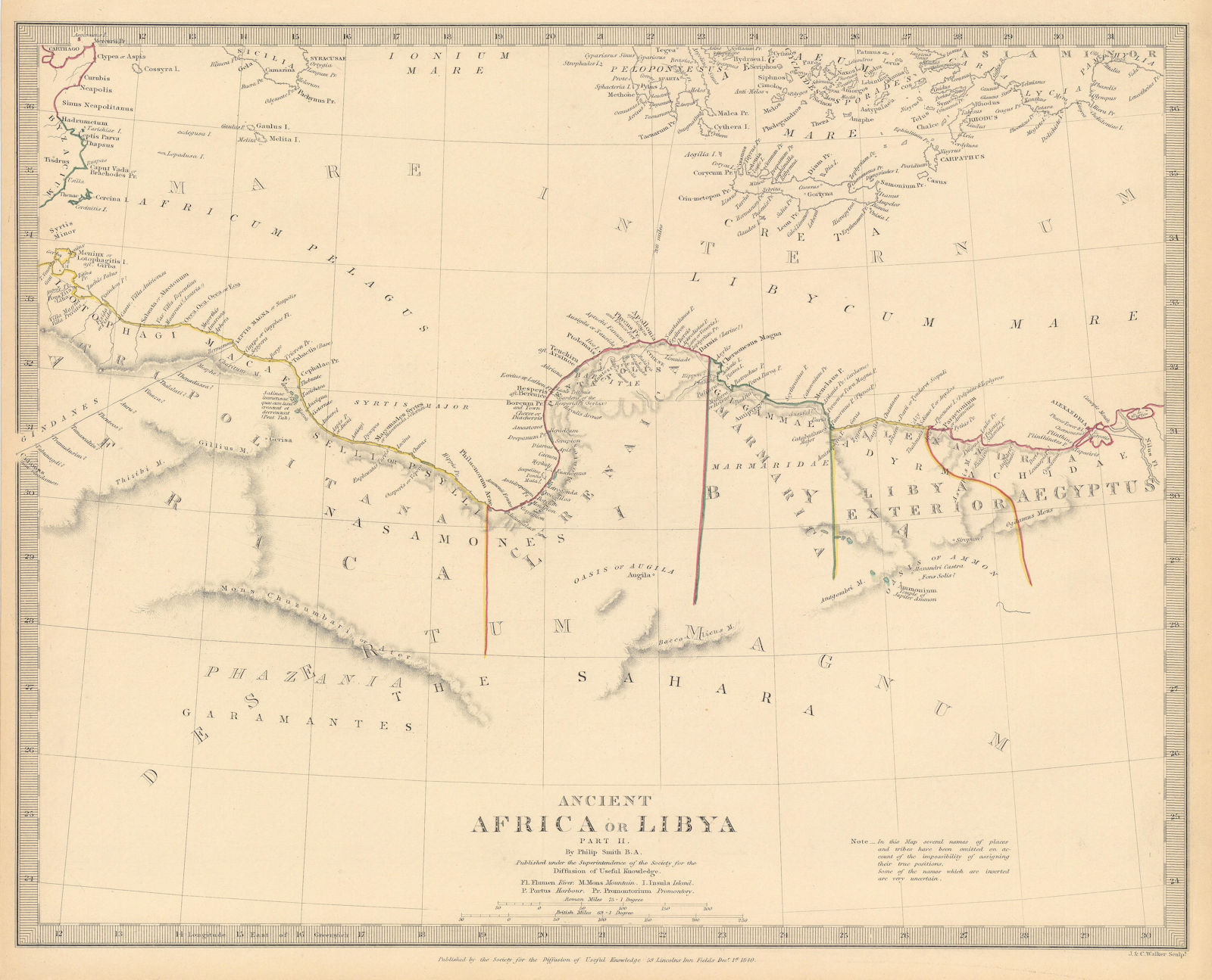 ANCIENT NORTH AFRICA. Syrtis Minor to Alexandria. Libya Egypt. SDUK 1844 map