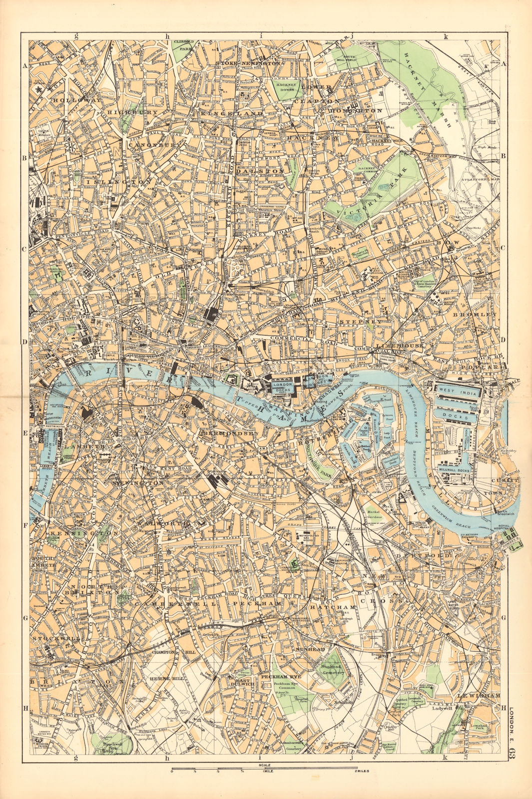 LONDON EAST City Hackney Tower Hamlets Islington Southwark Docks. BACON 1904 map