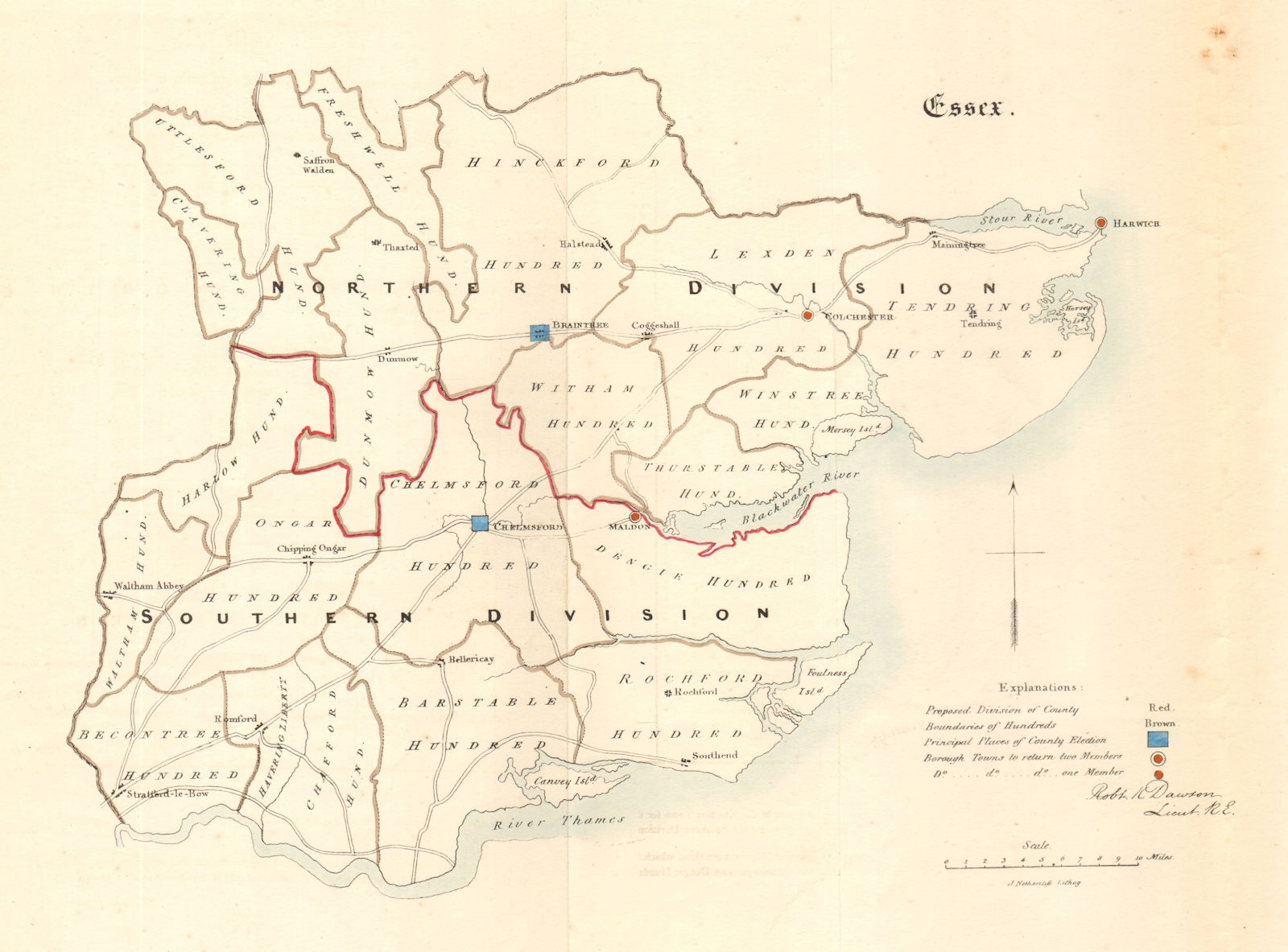 Associate Product Essex county map. Divisions boroughs electoral. REFORM ACT. DAWSON 1832