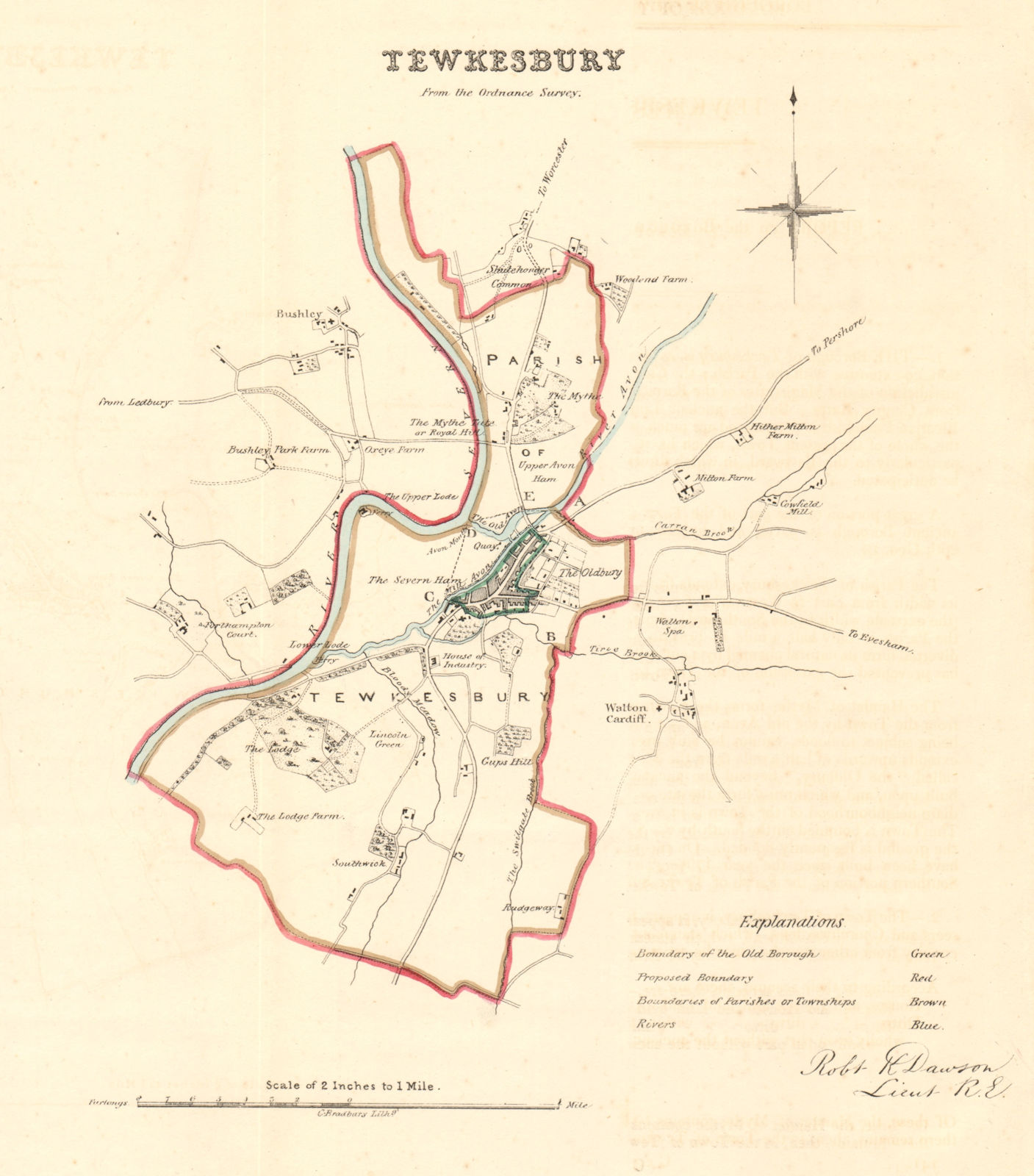 Associate Product TEWKESBURY borough/town plan. REFORM ACT. Gloucestershire. DAWSON 1832 old map