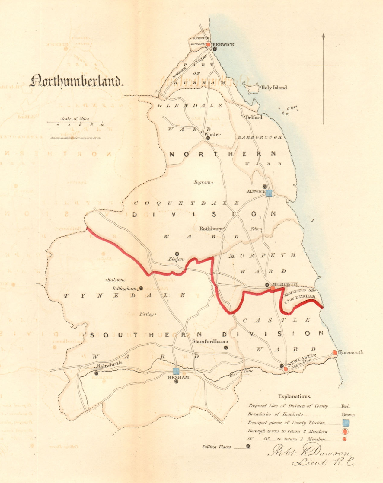 Associate Product Northumberland county map. Divisions boroughs electoral. REFORM ACT. DAWSON 1832