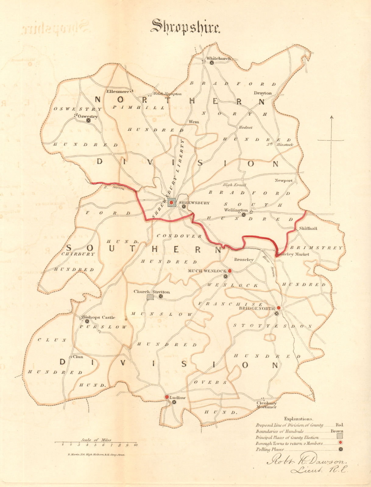Associate Product Shropshire county map. Divisions boroughs electoral. REFORM ACT. DAWSON 1832