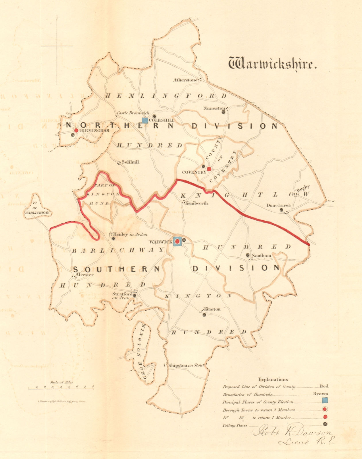 Associate Product Warwickshire county map. Divisions boroughs electoral. REFORM ACT. DAWSON 1832