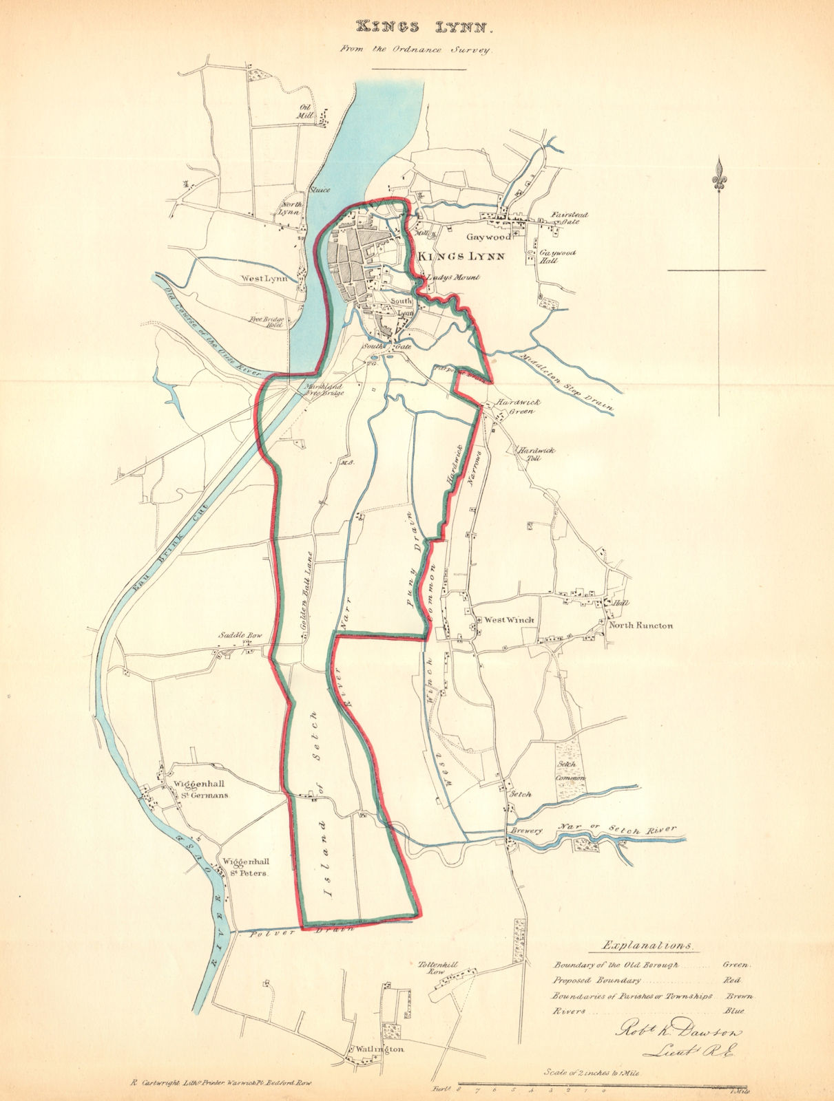 Associate Product KING'S LYNN borough/town plan. REFORM ACT. Gaywood. Norfolk. DAWSON 1832 map