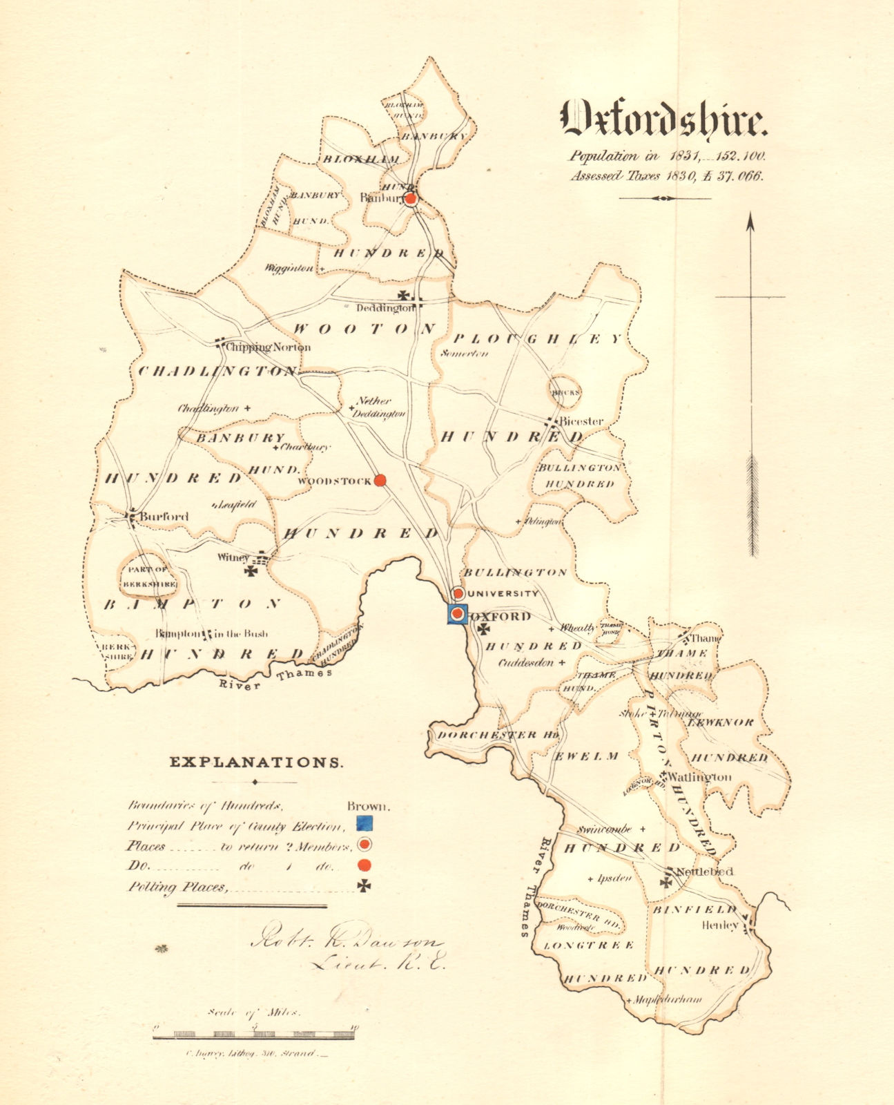 Associate Product Oxfordshire county map. Boroughs electoral electoral. REFORM ACT. DAWSON 1832