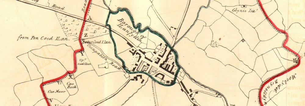 LLANFYLLIN borough/town plan for the REFORM ACT. Wales. DAWSON 1832 old map