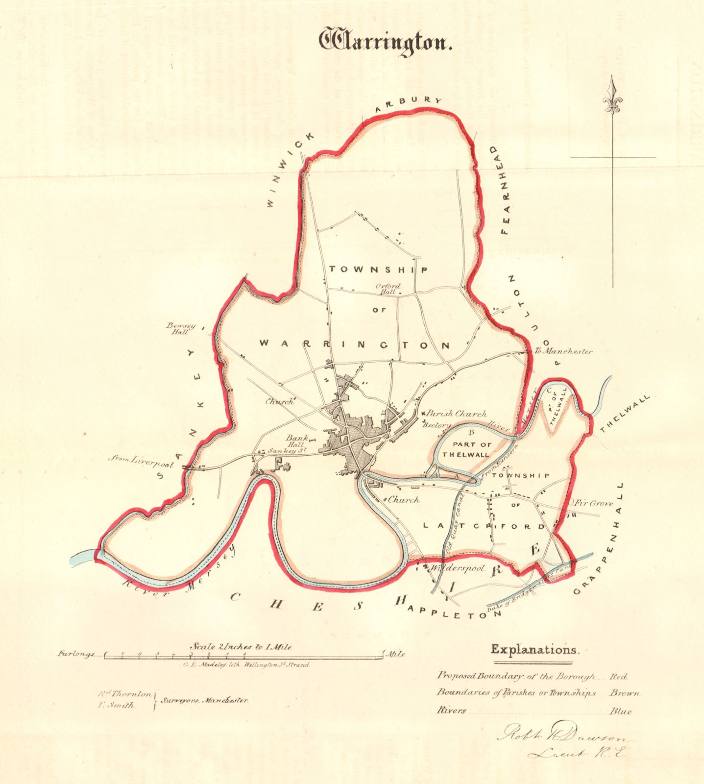 Associate Product WARRINGTON borough/town plan. REFORM ACT. Latchford. Lancashire. DAWSON 1832 map