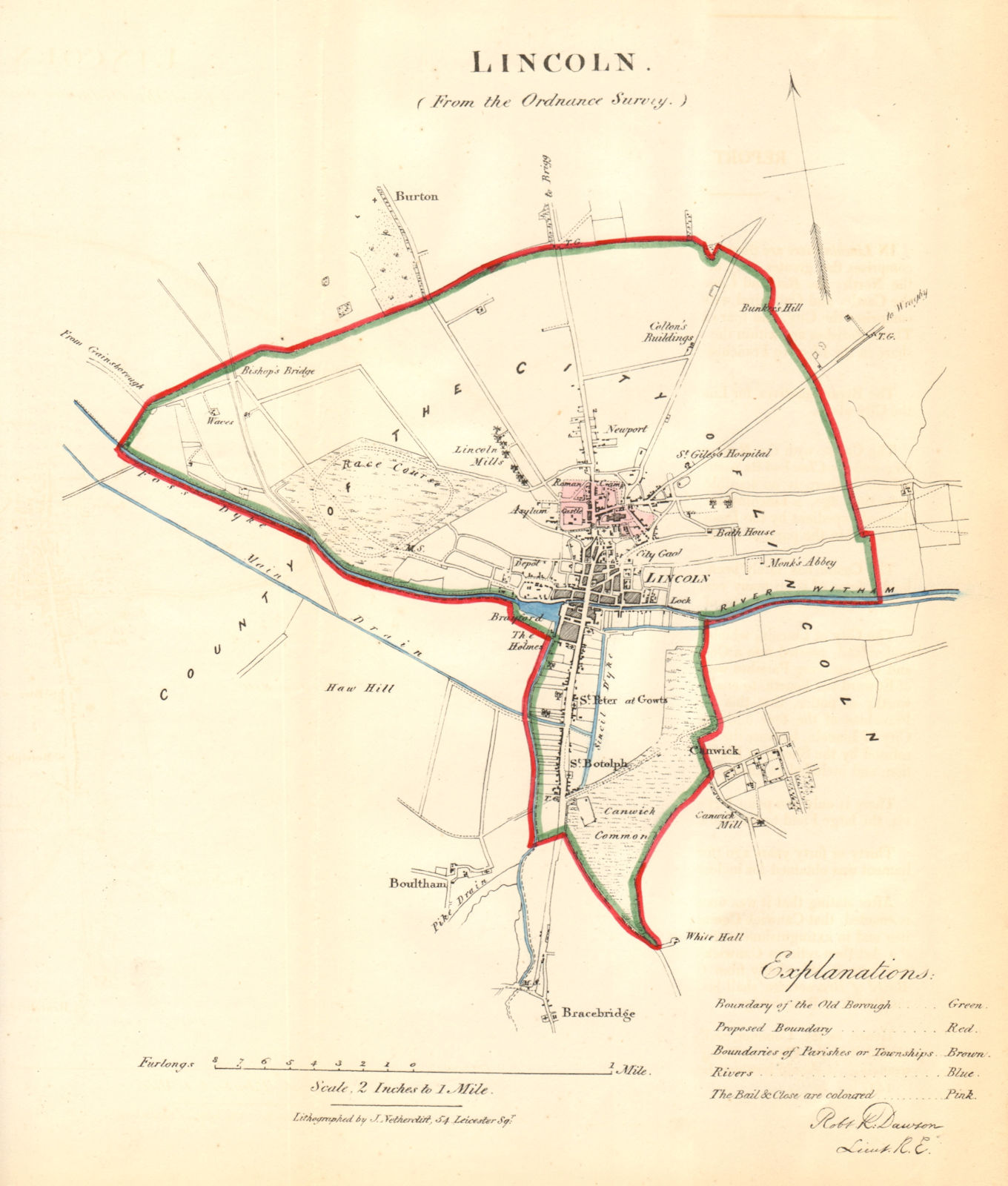 Associate Product LINCOLN borough/town plan for the REFORM ACT. Lincolnshire. DAWSON 1832 map