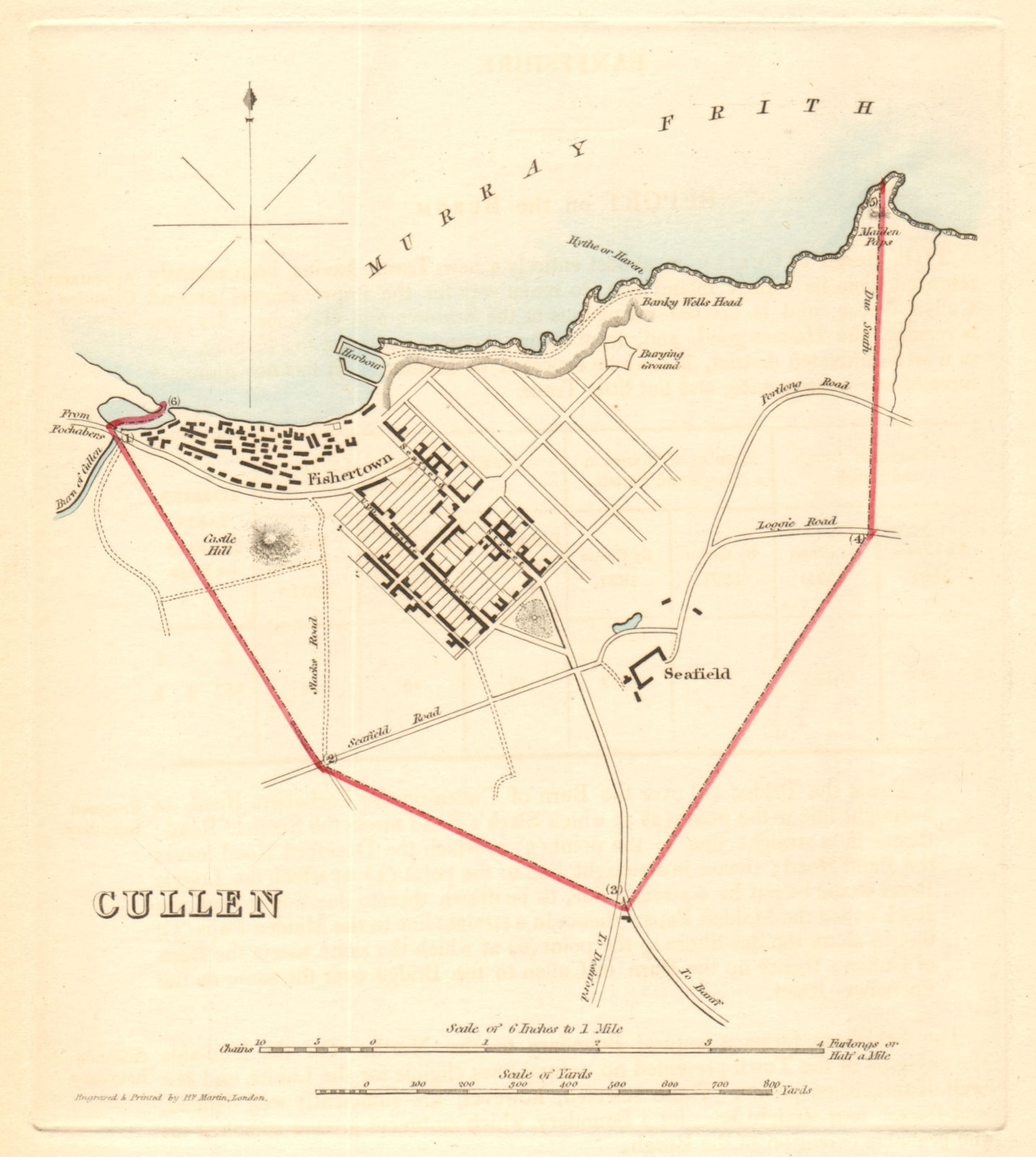 CULLEN borough/town plan for the REFORM ACT. Moray, Scotland. DAWSON 1832 map
