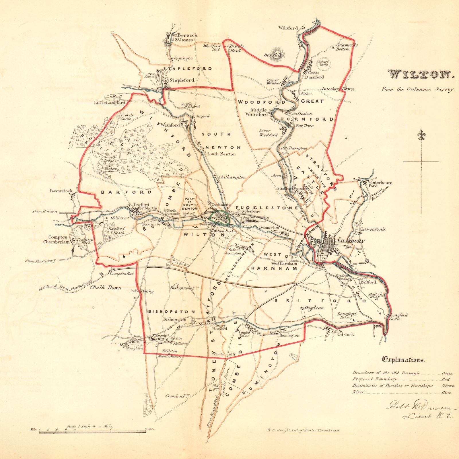 Associate Product WILTON borough/town plan. REFORM ACT. Salisbury. Wiltshire. DAWSON 1832 map