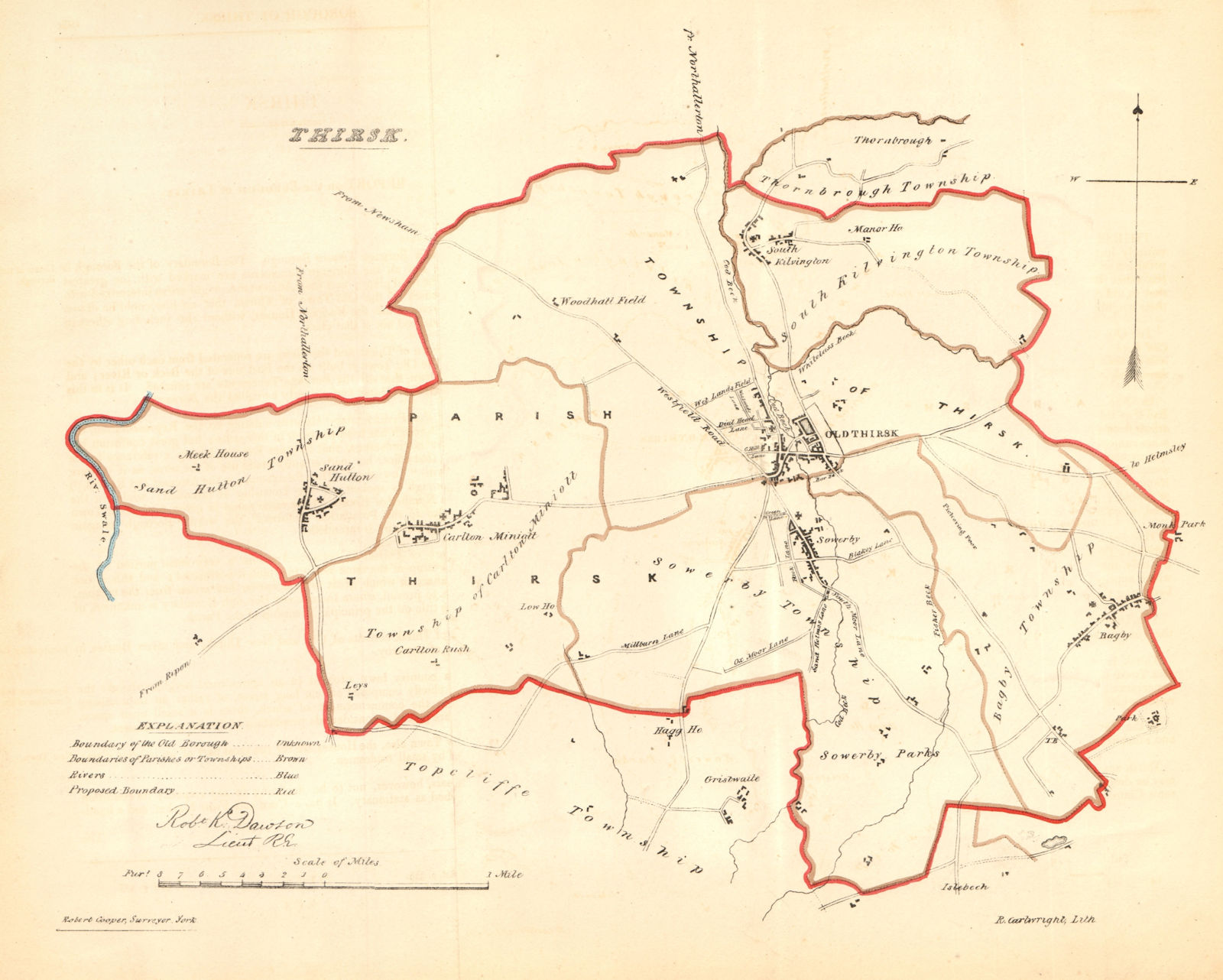 Associate Product THIRSK borough/town plan. REFORM ACT. Sowerby Bagby. Yorkshire. DAWSON 1832 map