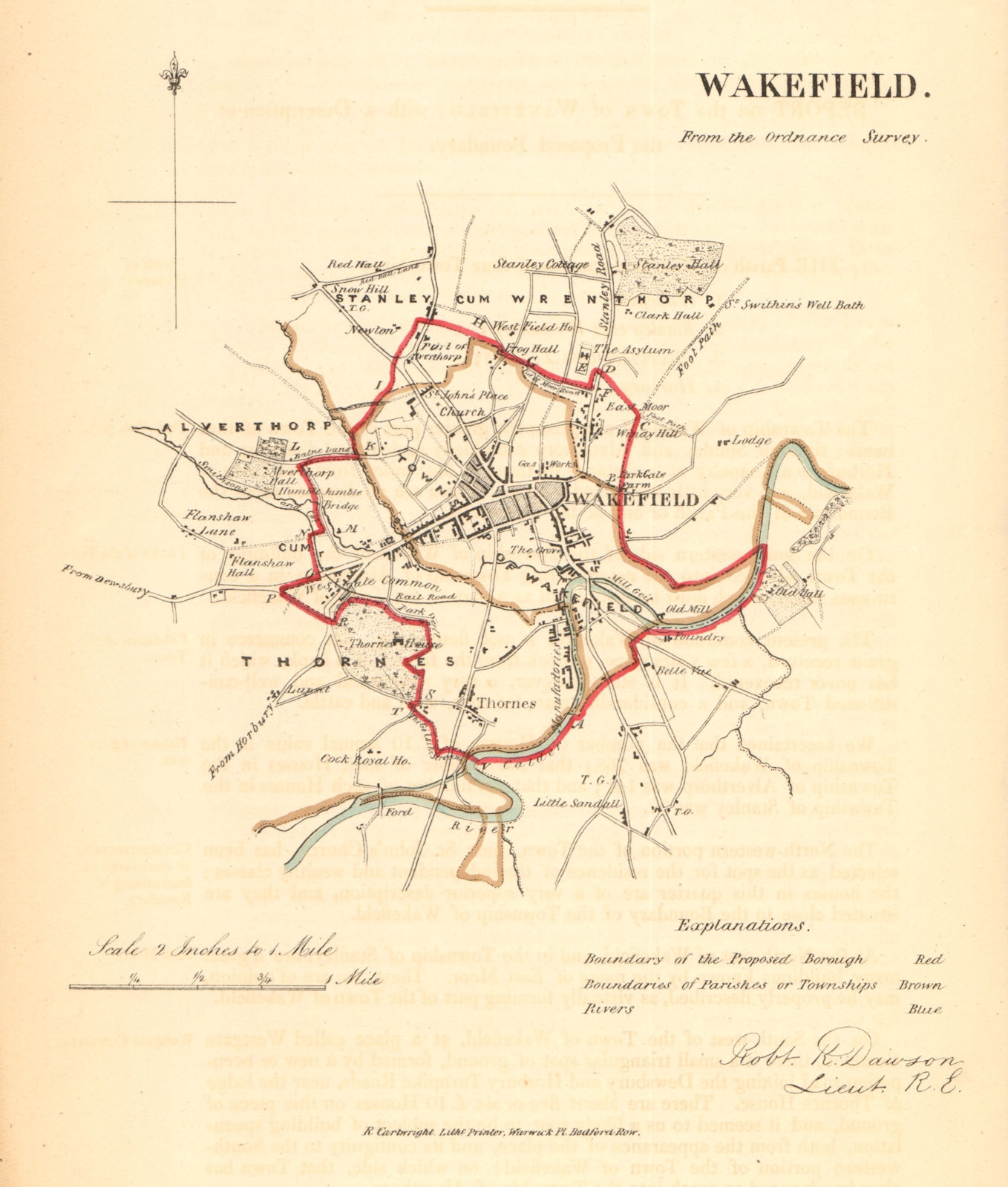WAKEFIELD borough/town plan. REFORM ACT. Stanley. Yorkshire. DAWSON 1832 map