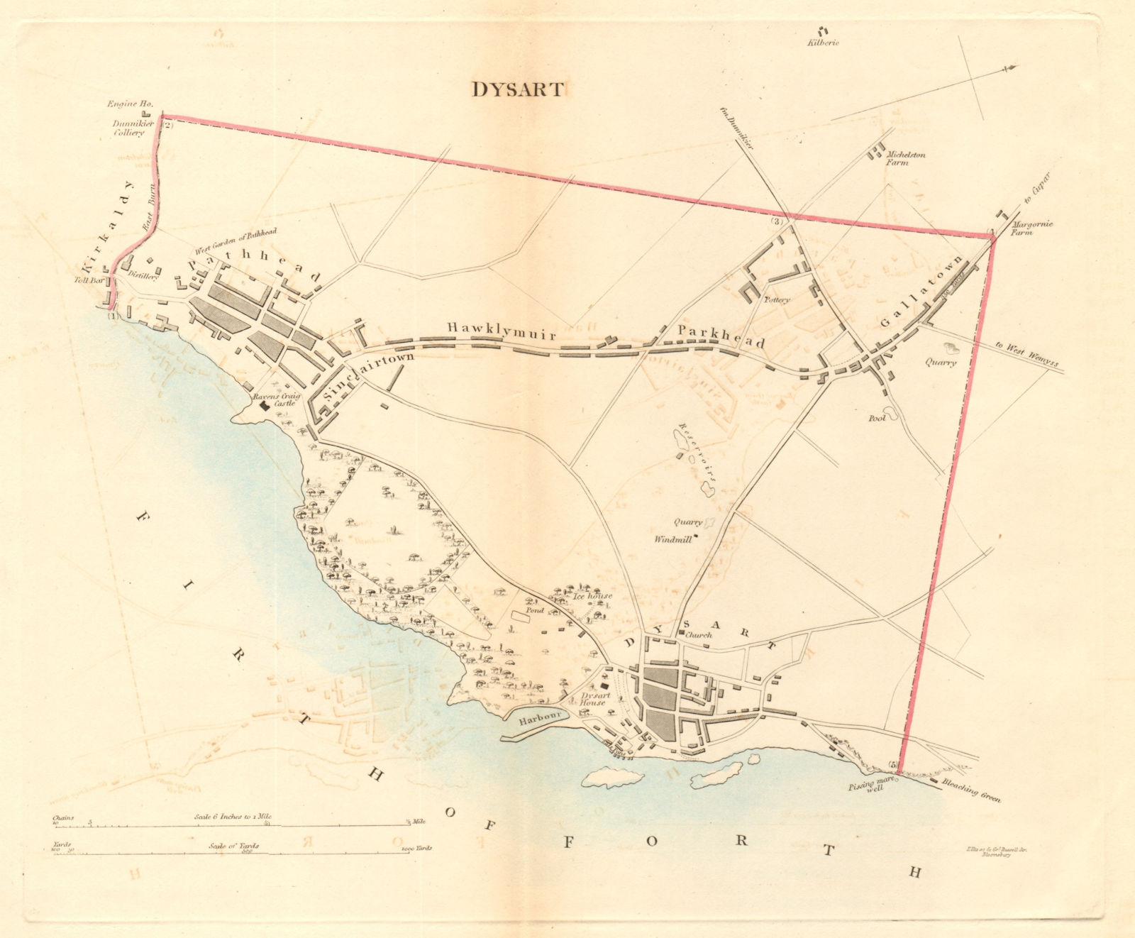 DYSART borough/town plan for the REFORM ACT. Pathhead Kirkaldy Scotland 1832 map