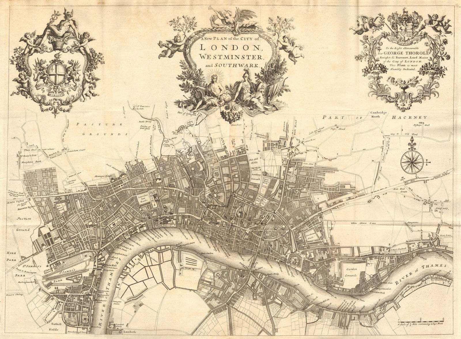 'New Plan of the City of London, Westminster & Southwark '. STOW/STRYPE 1720 map