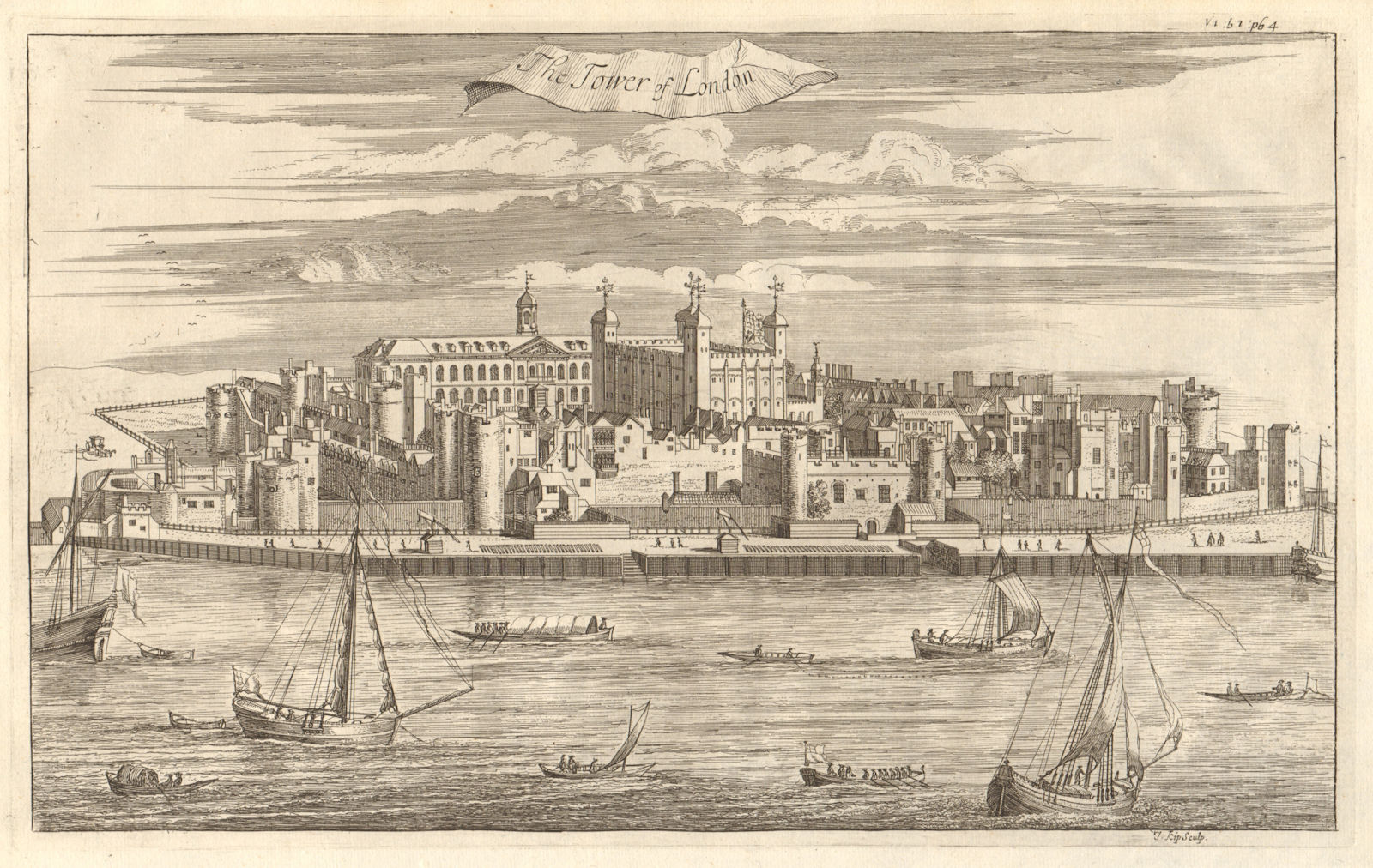 'The Tower of London' by STOW/STRYPE 1720 old antique vintage print picture