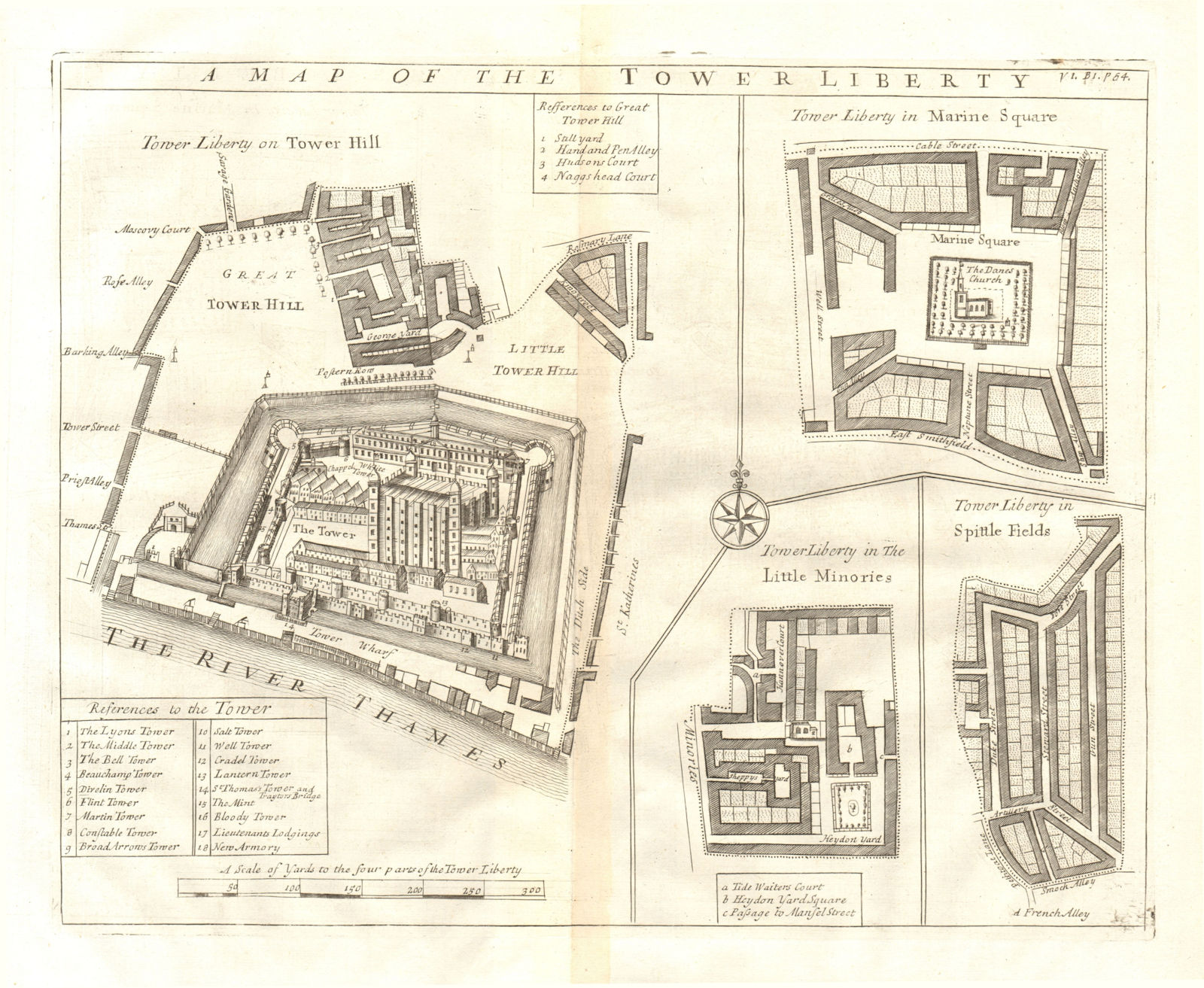 'Map of the the Tower Liberty'. Tower of London/Tower Hill. STOW/STRYPE 1720