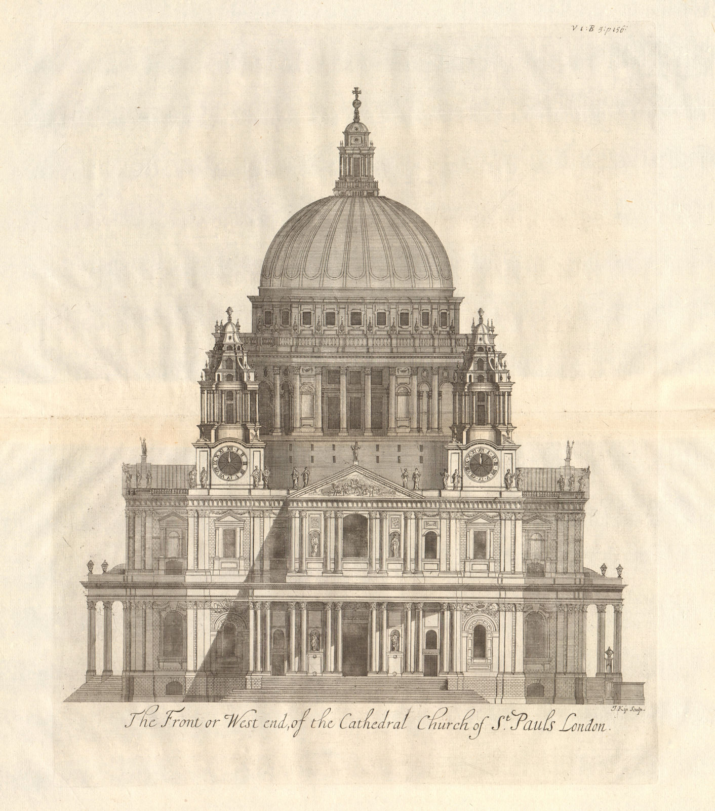 The front or west end of St Paul's Cathedral, London. STOW/STRYPE 1720 print