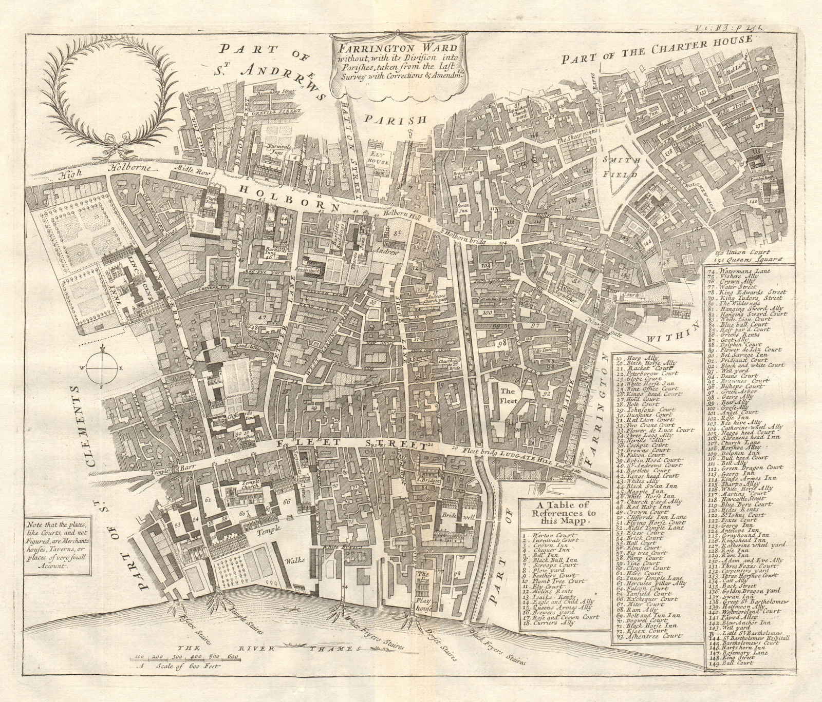 Farringdon Ward without. Fleet Street. Holborn. Smithfield. STOW/STRYPE 1720 map