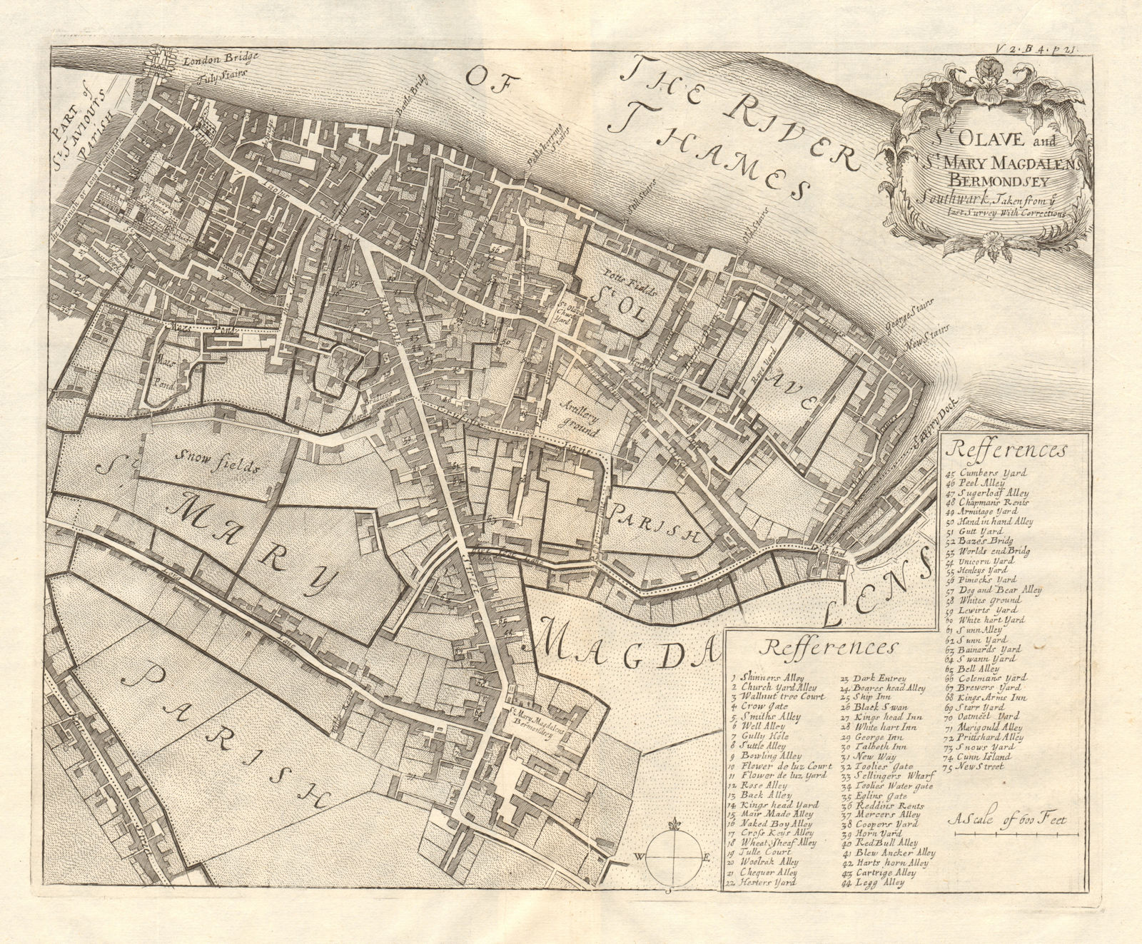 ''St Olave, and St Mary Magdalen, Bermondsey, Southwark'. STOW/STRYPE 1720 map