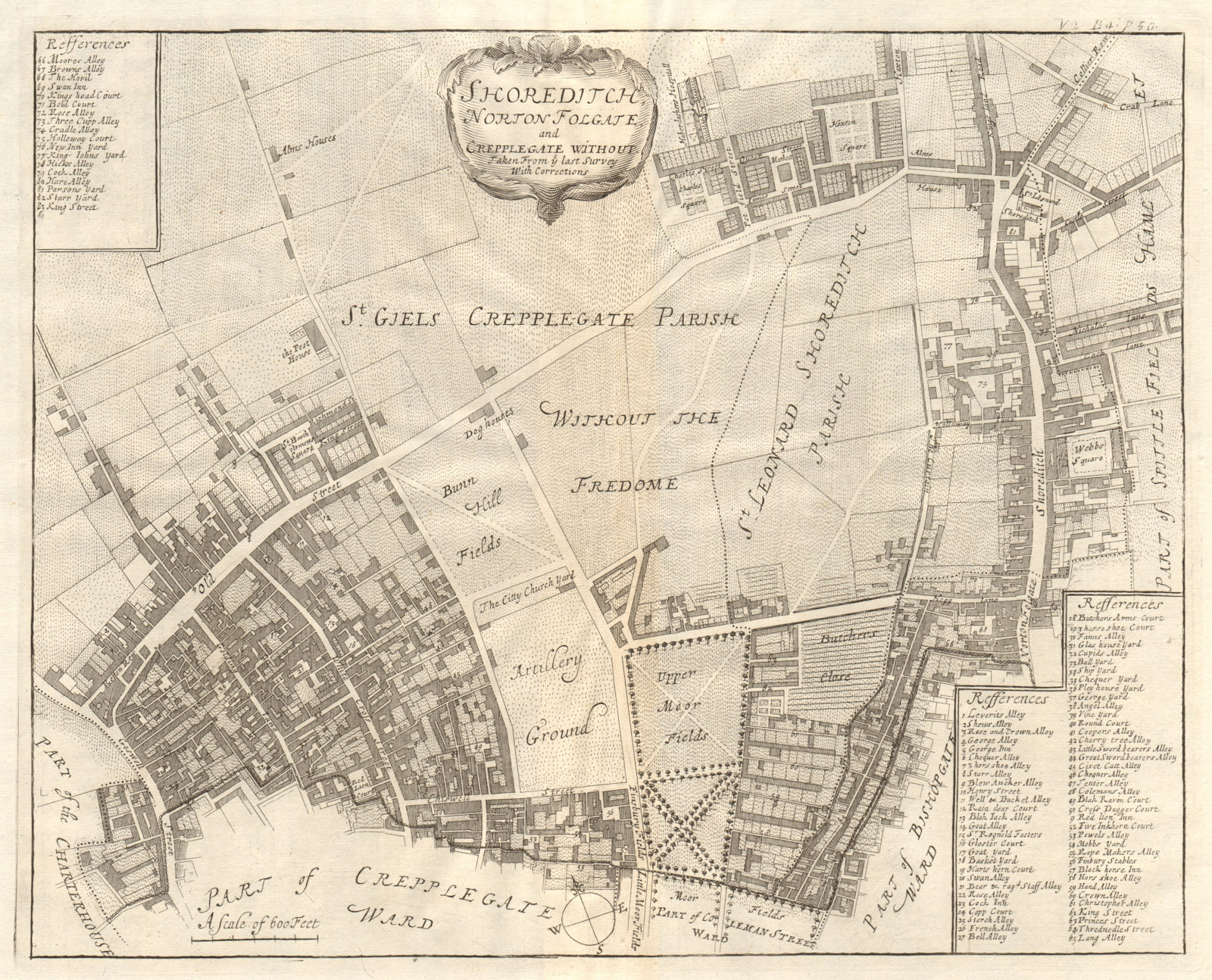 Shoreditch, Norton Folgate & Cripplegate Without. Hoxton. STOW/STRYPE 1720 map