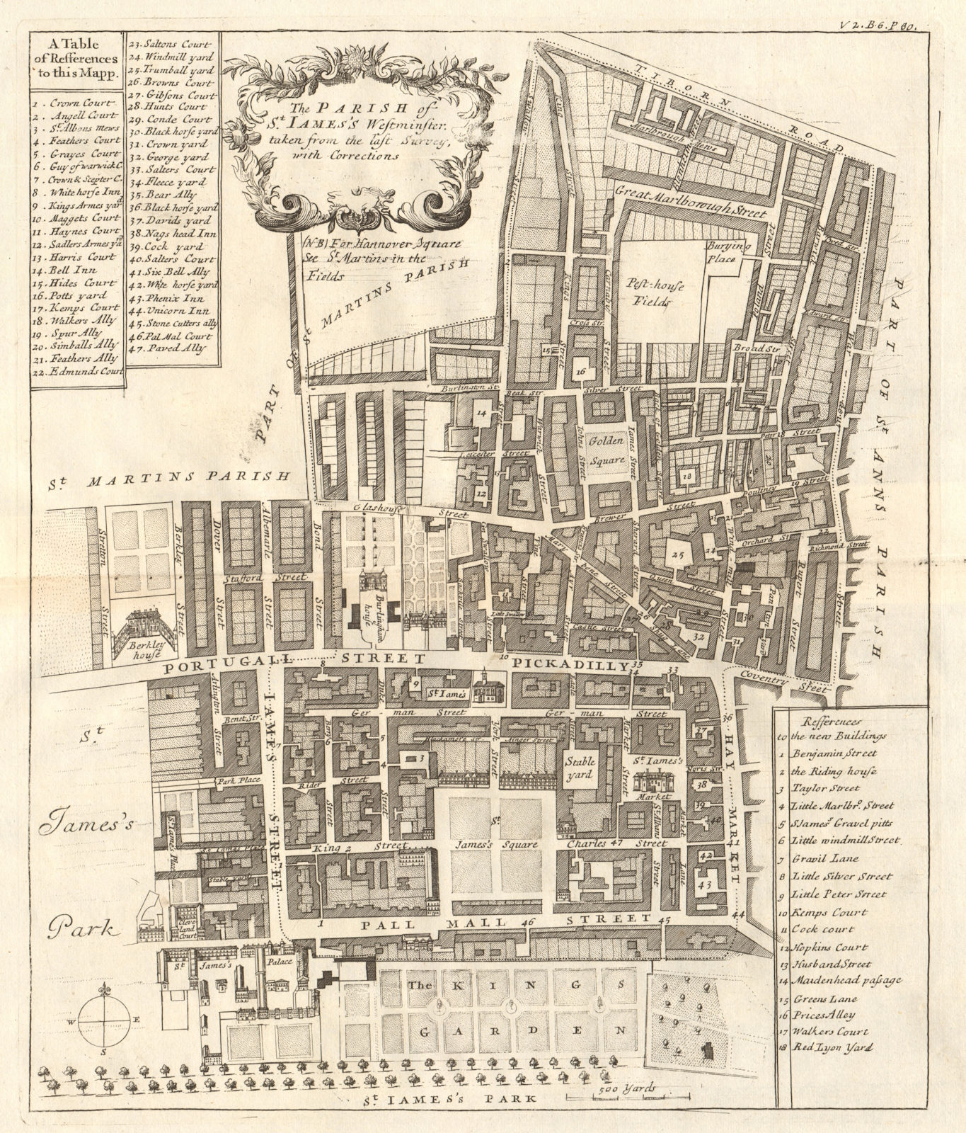 'The Parish of St James's, Westminster'. Piccadilly & Soho. STOW/STRYPE 1720 map