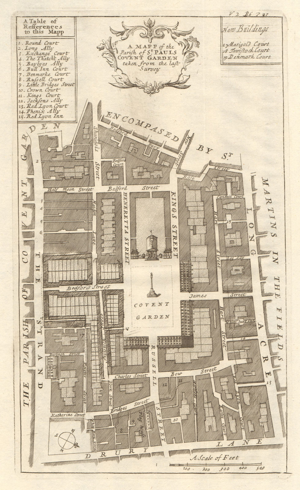 The parish of St Paul's, Covent Garden. Strand. Long Acre. STOW/STRYPE 1720 map