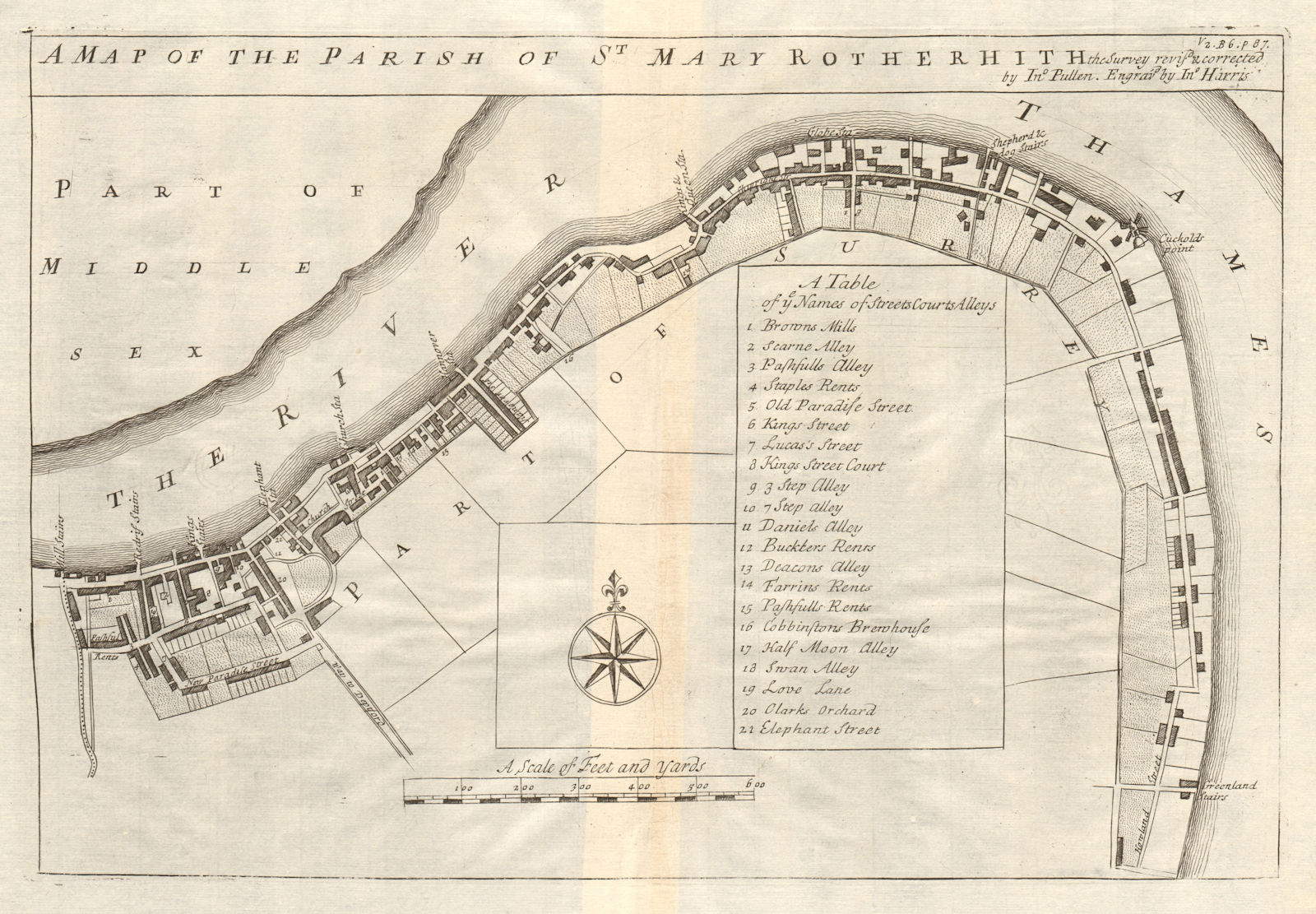 ROTHERHITHE. ''The Parish of St Mary Rotherhith'. STOW/STRYPE 1720 old map