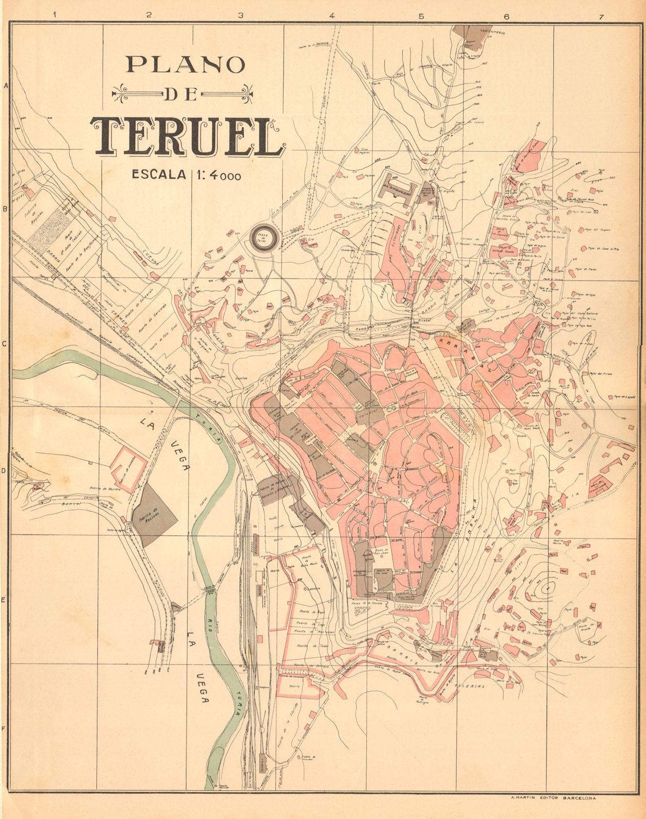 Associate Product TERUEL. Plano antiguo de la cuidad. Antique town/city plan. MARTIN c1911 map