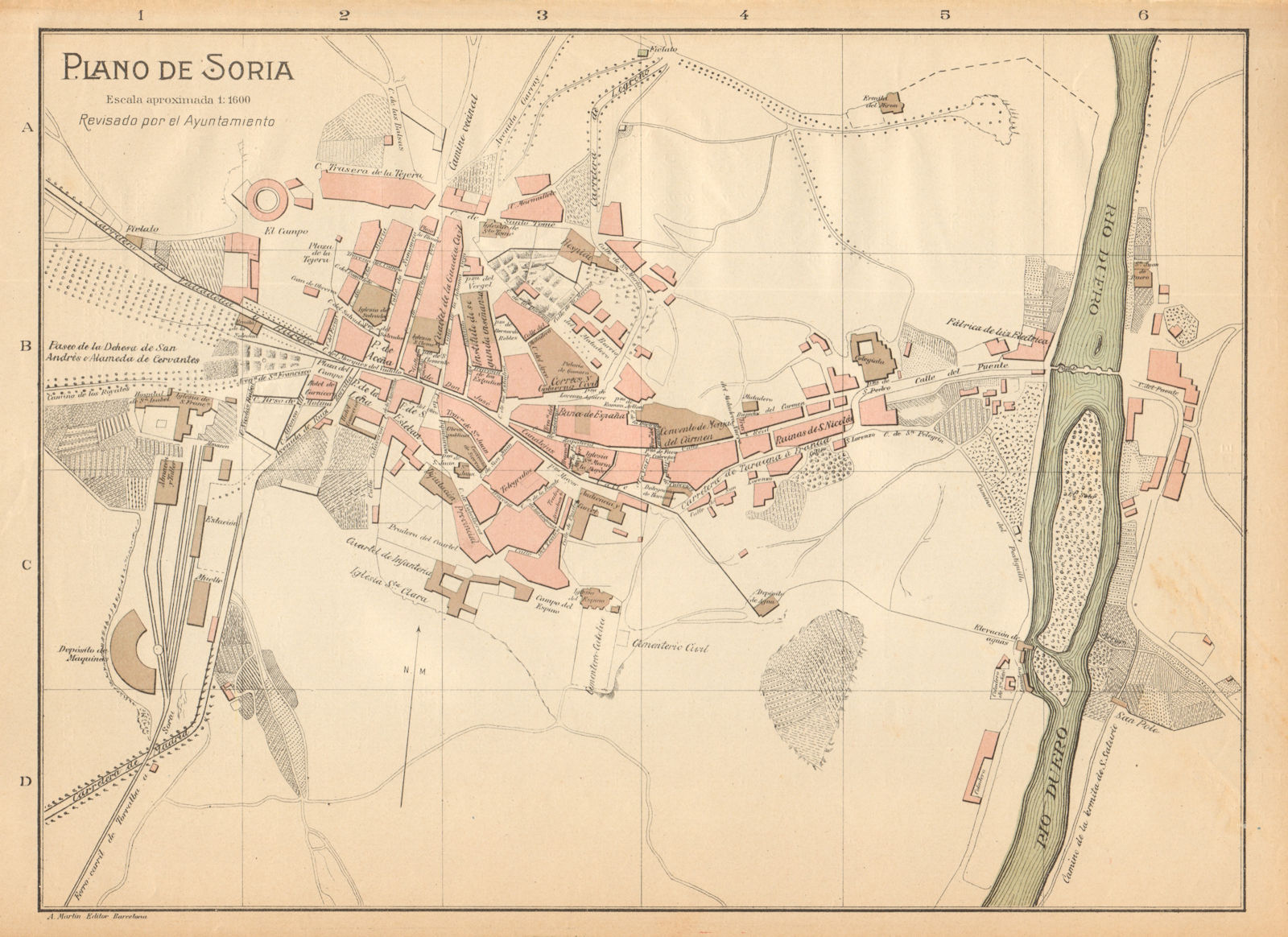 Associate Product SORIA. Plano antiguo de la cuidad. Antique town/city plan. MARTIN c1911 map