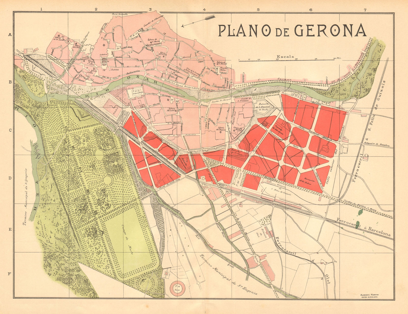 Associate Product GERONA GIRONA. Plano antiguo cuidad. Antique town/city plan. MARTIN c1911 map