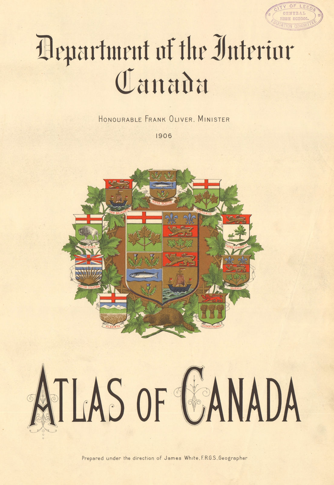 Associate Product ATLAS OF CANADA. Decorative title page. James White 1906 old antique print