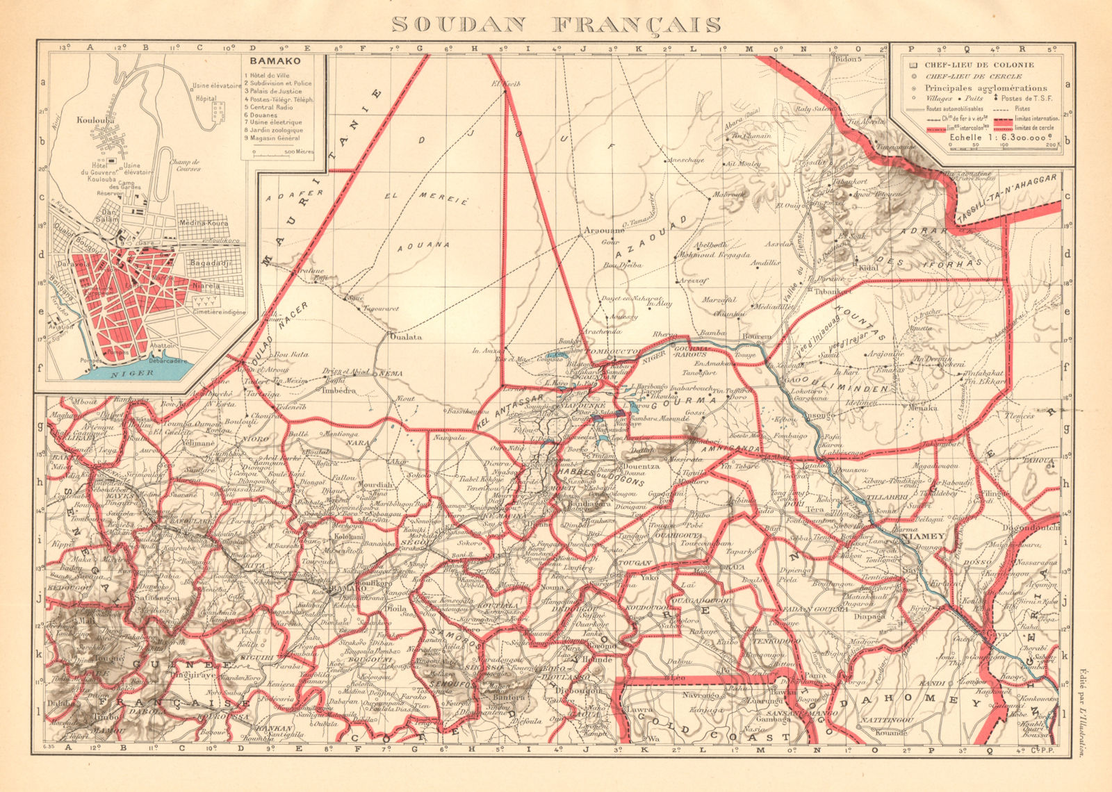 Associate Product FRENCH SUDAN (Now Mali). Soudan Français. Bamako city plan de la ville 1938 map