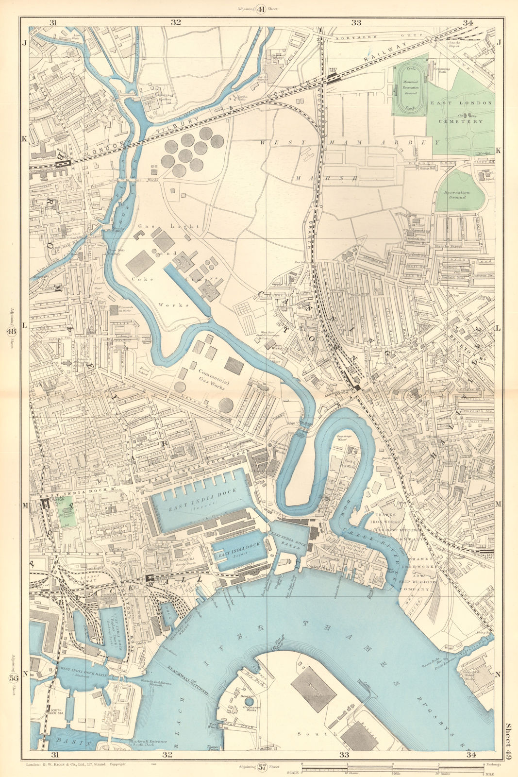 Associate Product CANNING TOWN Bromley Blackwall Bow Creek River Lea West Ham Plaistow 1903 map