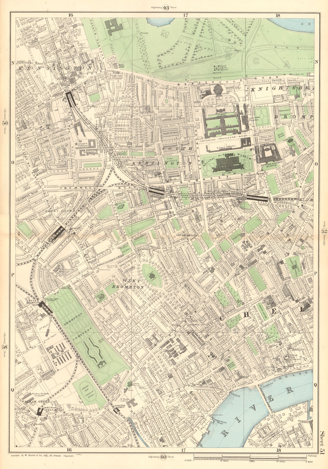 SOUTH KENSINGTON West Brompton Chelsea Earls Court Fulham Broadway 1903 map