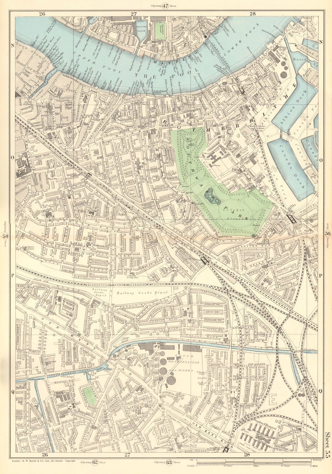 BERMONDSEY Rotherhithe Old Kent Road Wapping Canada Water Surrey Quays 1903 map
