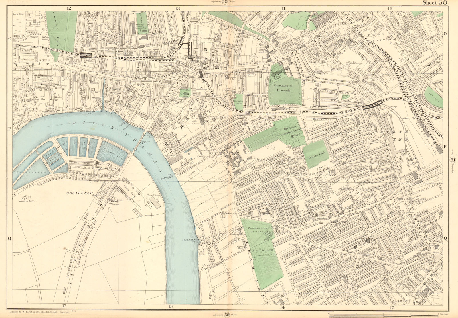 HAMMERSMITH & FULHAM Castlenau West Kensington Barons Court Earls Court 1903 map