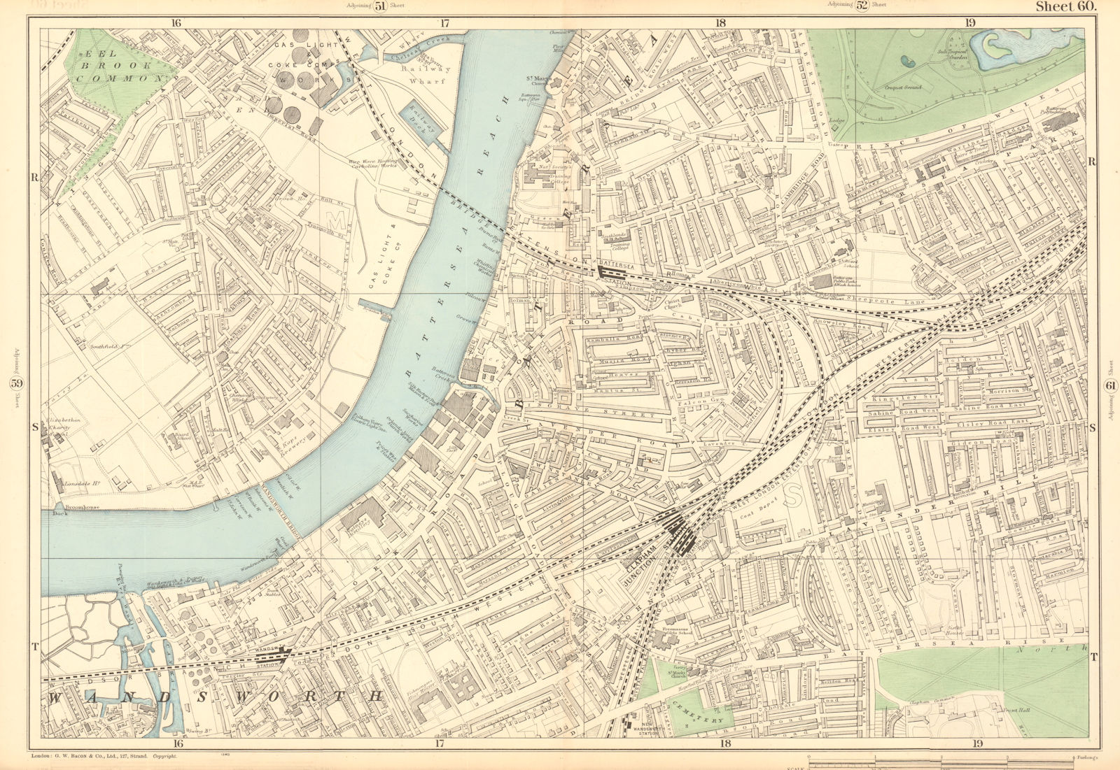 Associate Product BATTERSEA Wandsworth Clapham Junction Lavender Hill Battersea Rise 1903 map