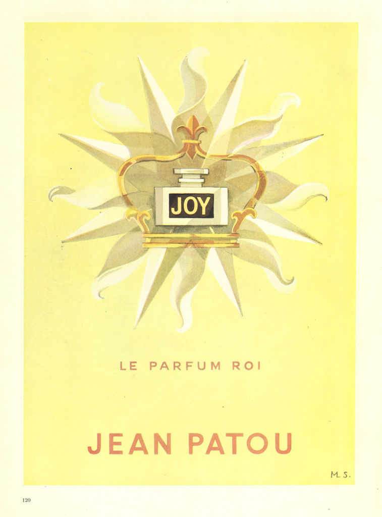JOY. Le Parfum Roi. JEAN PATOU. Vintage fashion/perfume advertisement 1947