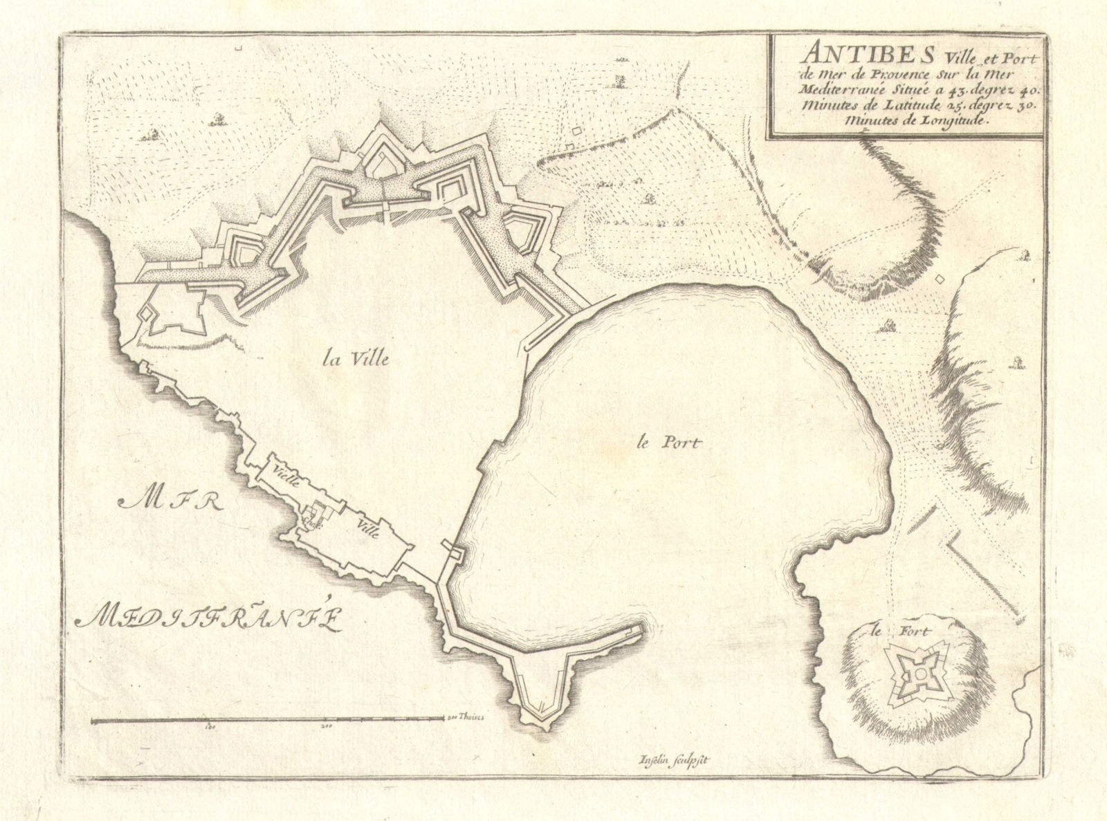 Antibes. Plan of town/city & fortifications. Alpes-Maritimes. DE FER 1705 map