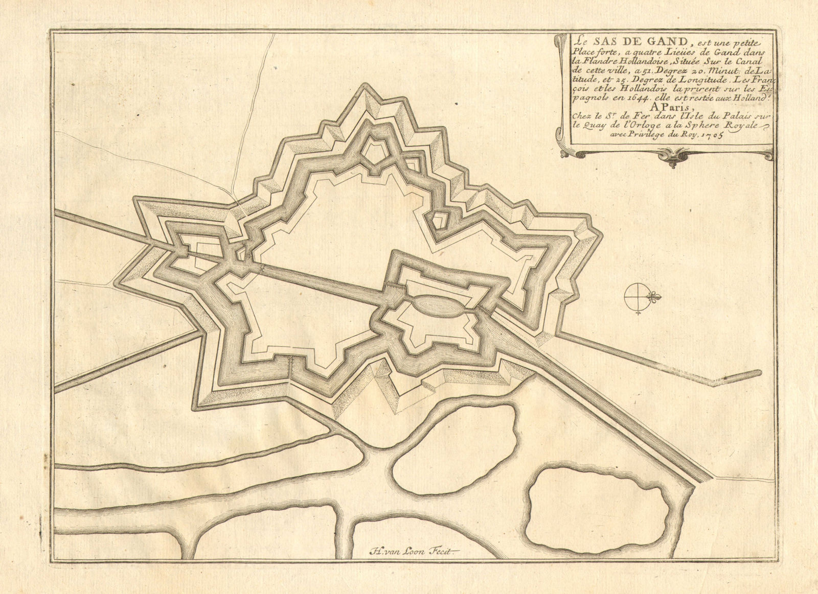 Associate Product 'Sas de Gand'. Sas van Gent. Fortified town/city plan. Belgium. DE FER 1705 map