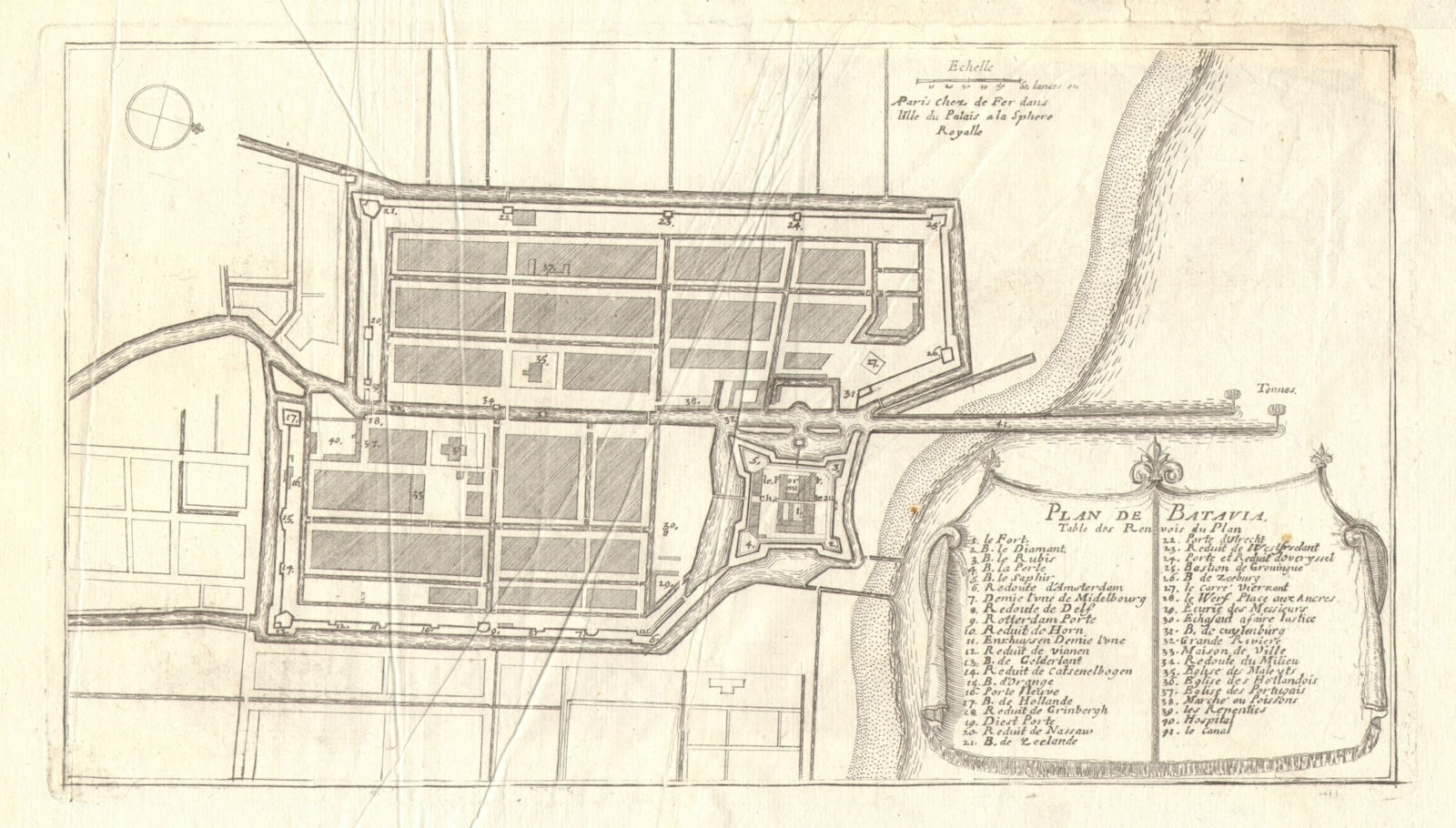 'Plan de Batavia'. Jakarta town/city plan. Dutch East Indies. DE FER 1705 map
