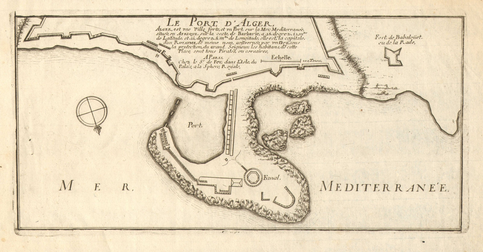 Associate Product 'Le port d'Alger'. Algiers. Fortifed town/city plan. Algeria. DE FER 1705 map