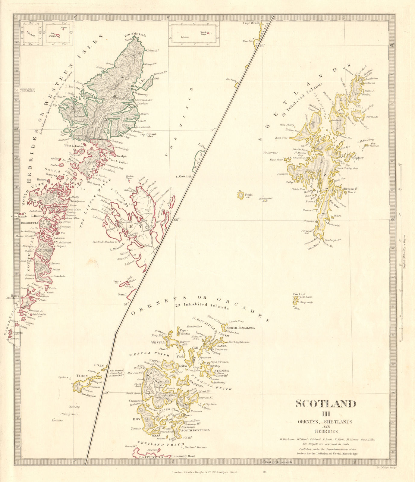Associate Product SCOTLAND ISLANDS. Western Isles. Orkneys, Shetlands and Hebrides. SDUK 1845 map