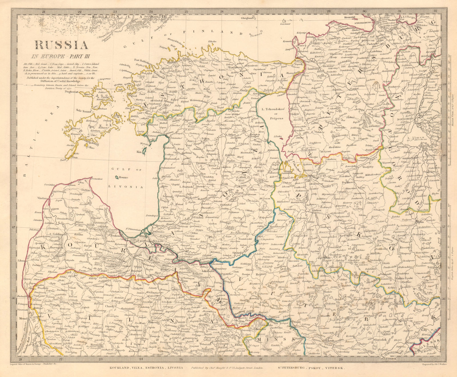 BALTICS. Courland Vilna Estonia Livonia St Petersburg Vitebsk. SDUK 1845 map