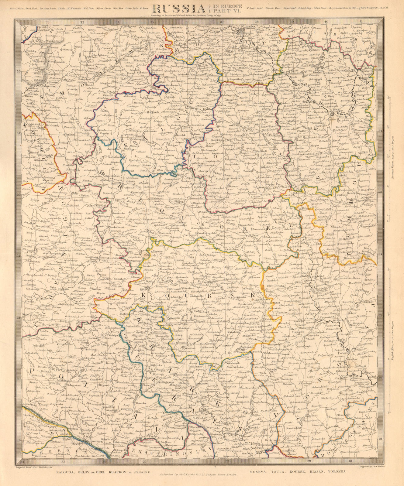 Associate Product RUSSIA. Kalouga Kharkiv Ukraine Moskva Toula Kursk Riazan Voronej. SDUK 1845 map